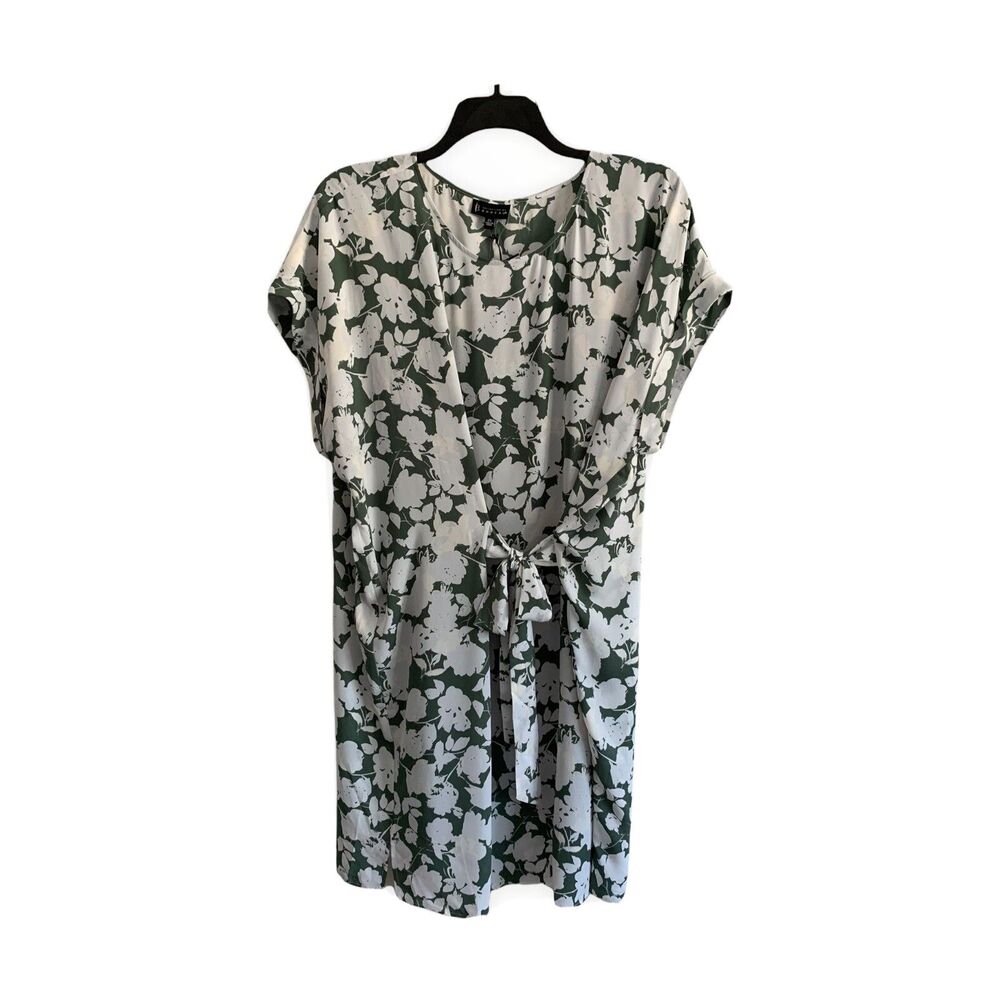 Bobeau Penny Floral Dress 2X green floral tie-front Nordstrom Rack Short Sleeved
